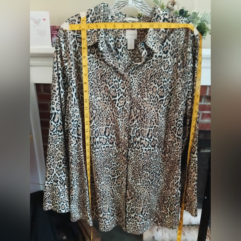 Leopard Print Button-Up Blouse, Chicos 3
